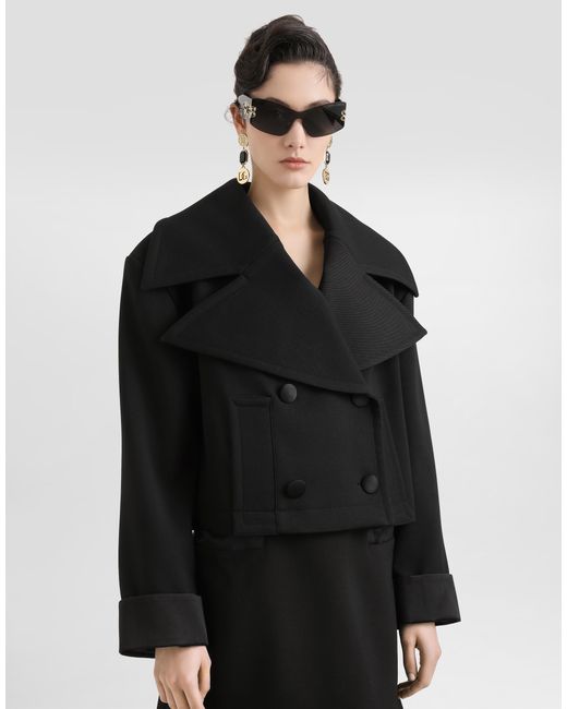 Dolce & Gabbana Black Zweireihige Jacke Aus Wolle