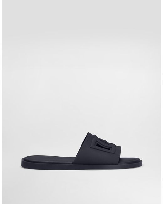 Dolce & Gabbana Blue Rubber Beachwear Slides for men