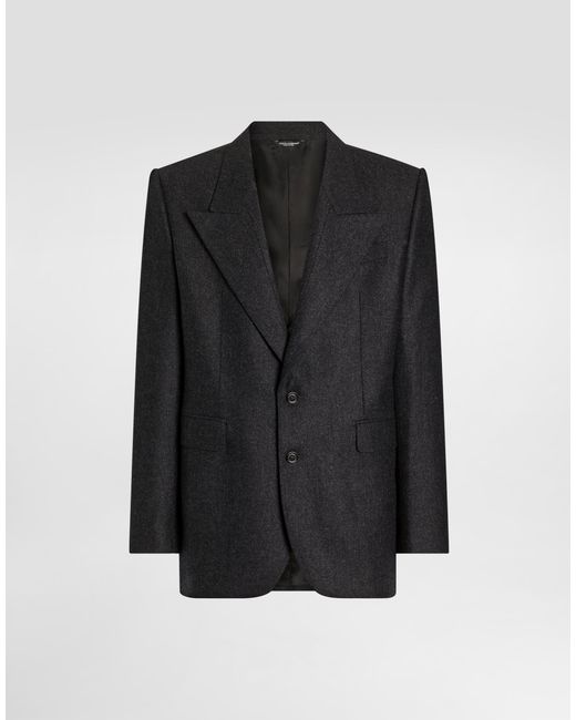 Dolce & Gabbana Black Sinatra Single-Breasted Wool Flannel Jacket for men