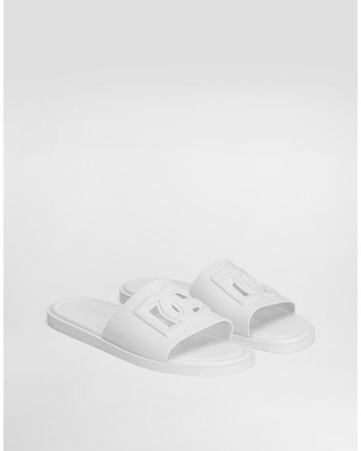 Dolce & Gabbana White Dg Cutout Slides for men