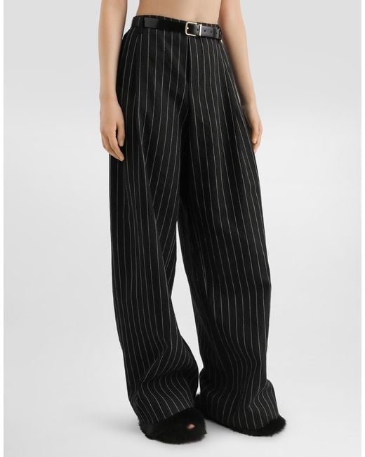 Dolce & Gabbana Black Pinstripe Trousers