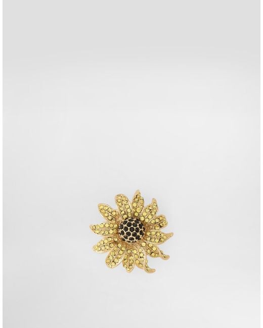 Dolce & Gabbana Sartoria Floral Brooch With Rhinestones in Metallic für Herren