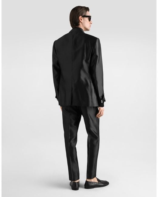 Dolce & Gabbana Black Sicilia Light Single-Breasted Mikado Silk Jacket for men