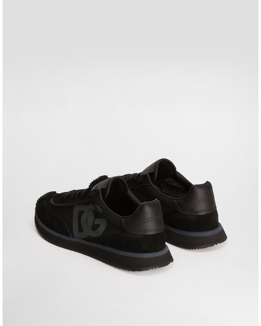 Dolce & Gabbana Black Mixed-Material Dg Cushion Sneakers for men
