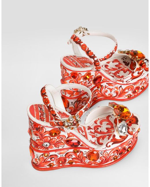 Dolce & Gabbana Red Sandalo Zeppa