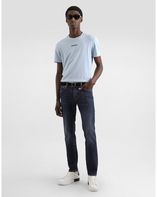 Dolce & Gabbana Blue Slim-Fit Stretch Cotton Jeans for men