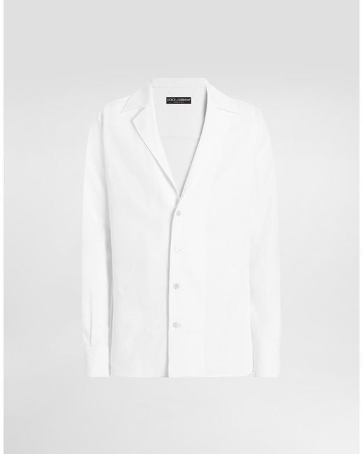 Dolce & Gabbana White Long-Sleeved V-Neck Shirt for men