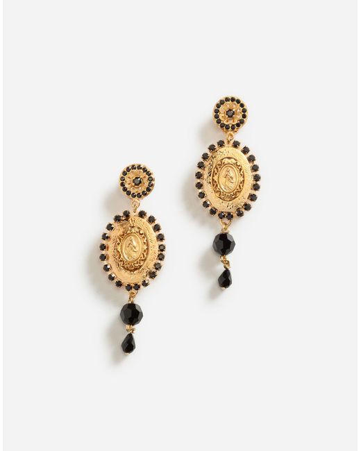 Dolce & Gabbana Metallic Drop Earrings With Decorative Details