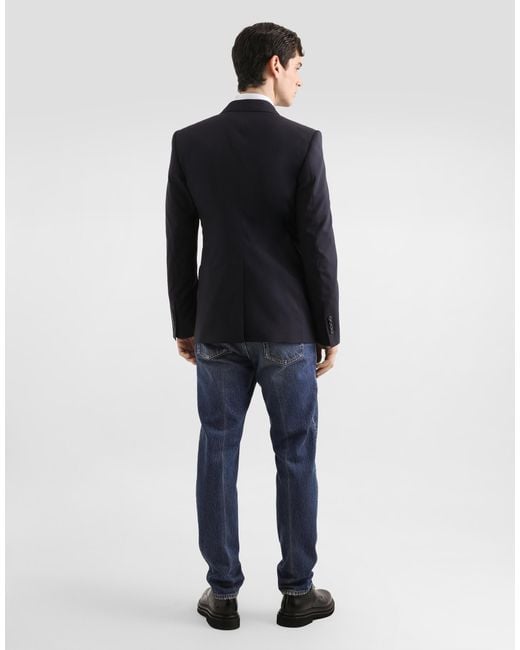 Dolce & Gabbana Zweireihige Jacke Sicilia Aus Wolle in Blue für Herren