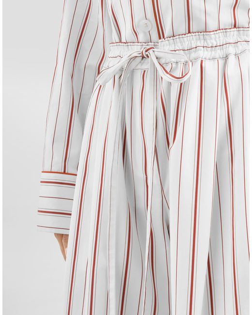 Dolce & Gabbana White Striped Poplin Trousers