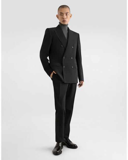 Dolce & Gabbana Black Double-breasted Stretch Wool Sicilia-fit Suit for men