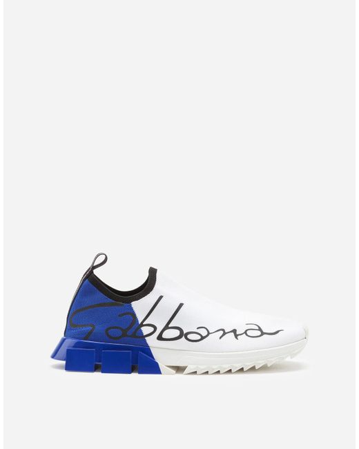 Dolce & Gabbana Stretch Mesh Sorrento Sneakers With Painted Heel in Blue für Herren