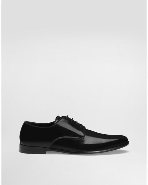 Dolce & Gabbana Black Brushed Calfskin Derby Shoes for men