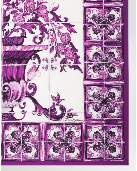 Dolce & Gabbana Purple Majolica- 90X90 Silk Twill Foulard