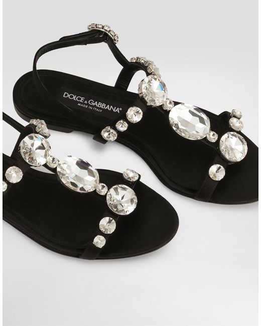 Dolce & Gabbana サンダル サテン ストーンエンブロイダリー