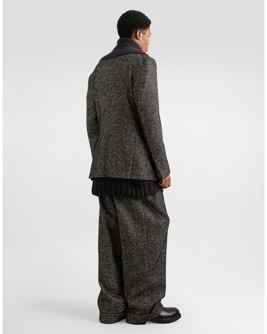 メンズ Dolce & Gabbana Wool Chevron Single-Breasted Vest Gray