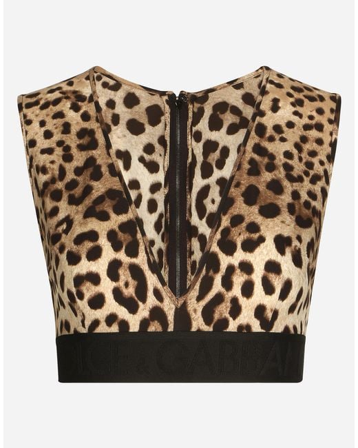 Dolce & Gabbana Multicolor Leopard-Print Charmeuse Top