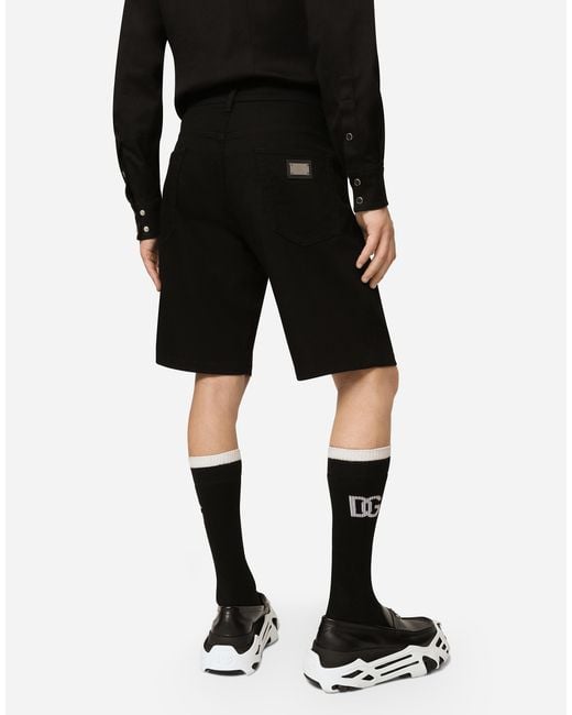 Dolce & Gabbana Black Wash Stretch Denim Shorts for men