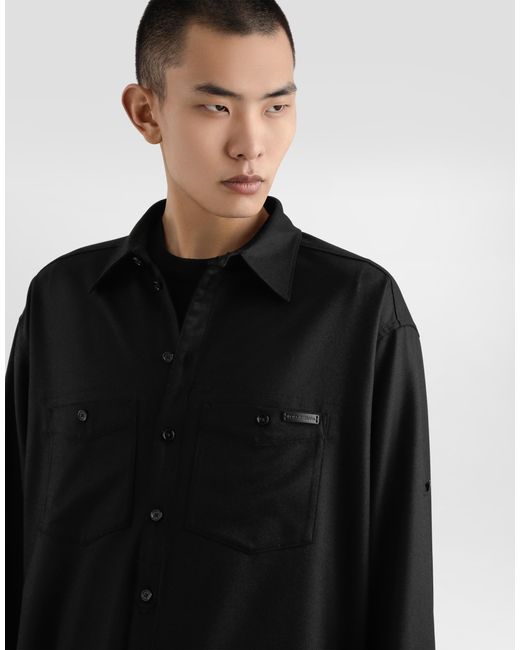 Dolce & Gabbana Black Oversized Flannel Shirt for men