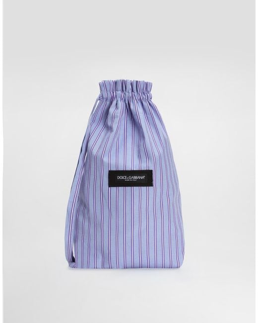 Dolce & Gabbana Blue Striped Poplin And Leather Crossbody Bag for men