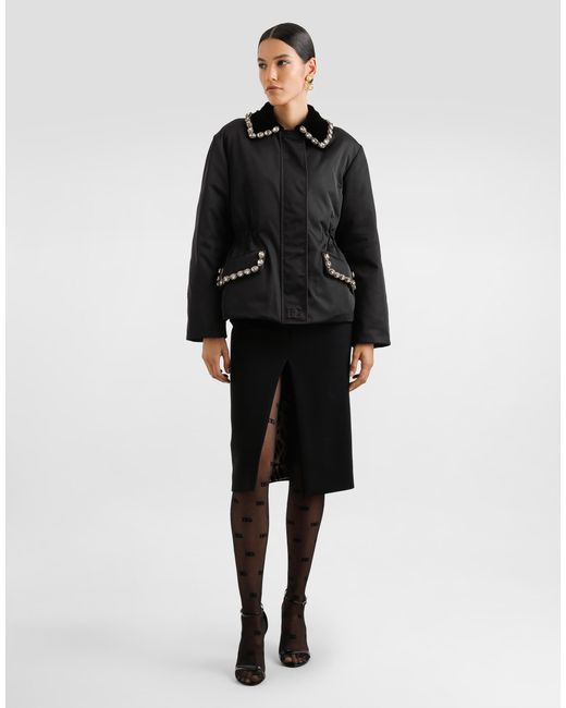 Dolce & Gabbana Black Nylon Jacket With Embossed Logo