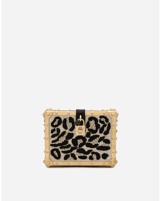 Dolce & Gabbana White Tasche Dolce Box Aus Satin Mit Stickerei