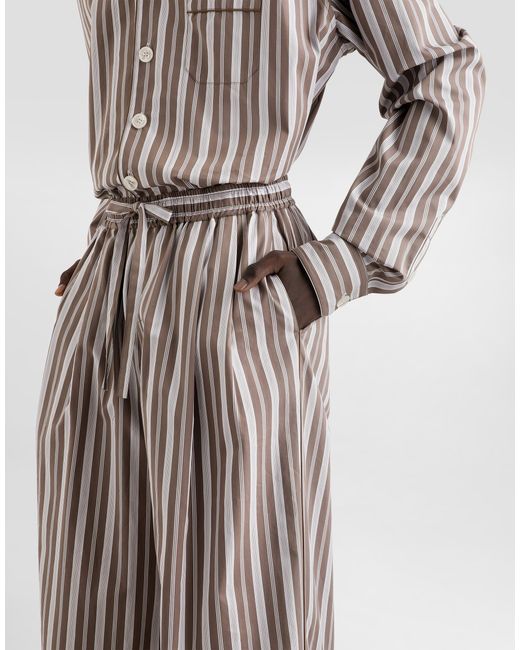 Dolce & Gabbana White Striped Poplin Vanity Trousers for men