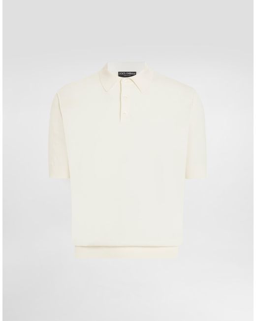Dolce & Gabbana Natural Fine-Gauge Cashmere Polo Shirt for men