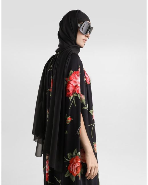Dolce & Gabbana Black Rose Bouquet-Print Tunic Dress