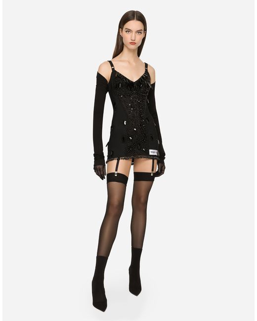 Dolce & Gabbana Kim Embroidered Minidress Black