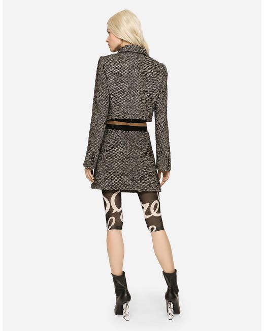 Dolce & Gabbana Multicolor Cropped Speckled Tweed Jacket