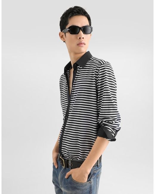 Dolce & Gabbana Multicolor Striped Jersey Shirt for men
