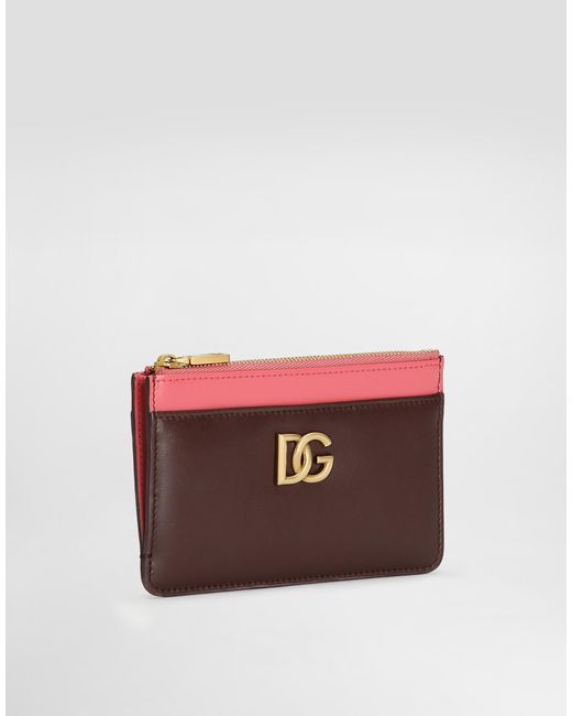 Dolce & Gabbana Calfskin Card Holder With Dg Logo Red