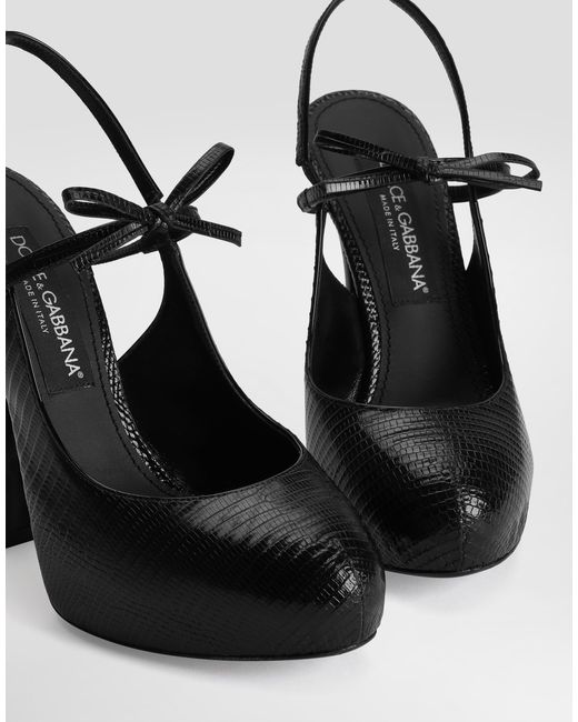 Dolce & Gabbana White Lizard Skin Slingbacks