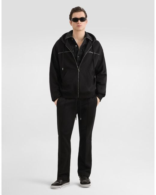 Dolce & Gabbana Black Cotton Hooded Sweatshirt for men