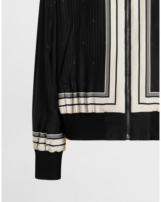 Dolce & Gabbana Black Printed Oversized Bomber Jacket for men