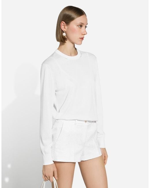 Dolce & Gabbana White Brocade Shorts