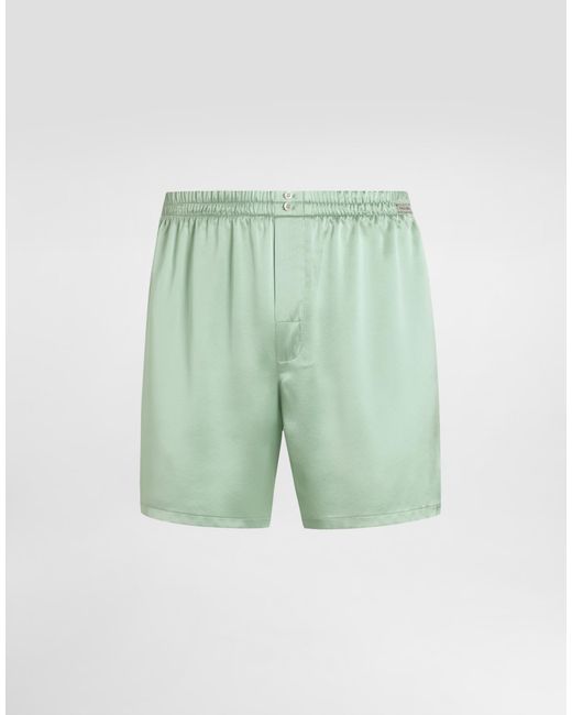 Dolce & Gabbana Green Silk Satin Boxer Shorts for men
