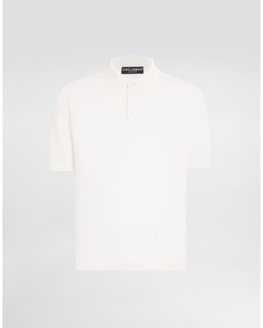 Dolce & Gabbana White Satin Silk Polo Shirt for men