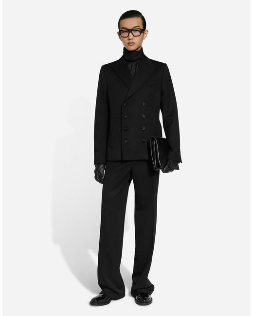 Chaqueta De Botonadura Doble De Raso Bordado Dolce & Gabbana de hombre de color Black