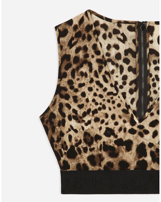 Dolce & Gabbana Multicolor Leopard-Print Charmeuse Top