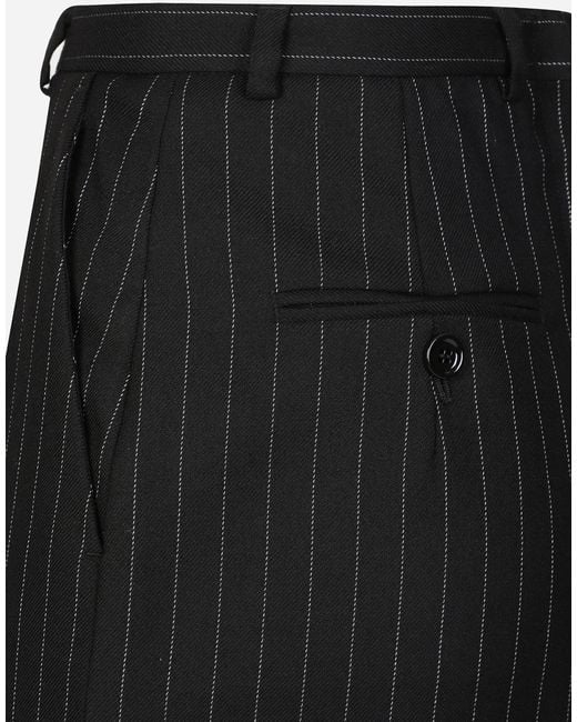 Dolce & Gabbana ピンストライプ ウール ロンゲット スカート Black