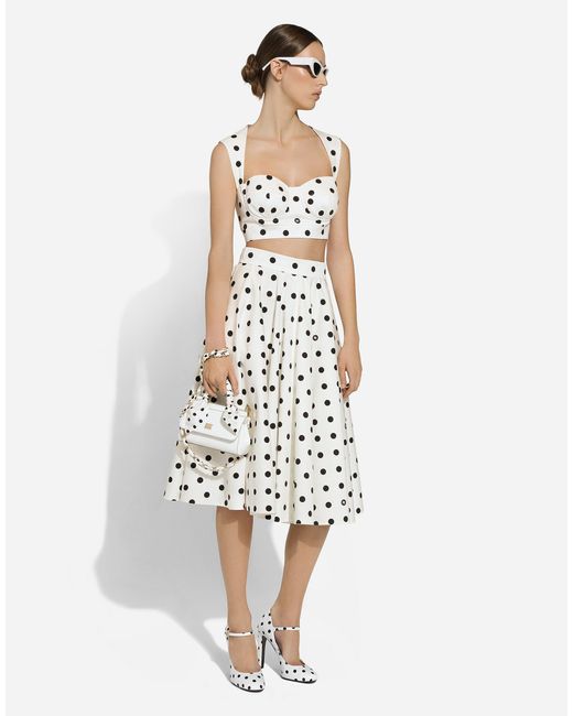 Dolce & Gabbana ドットプリント コットン ビスチェ White