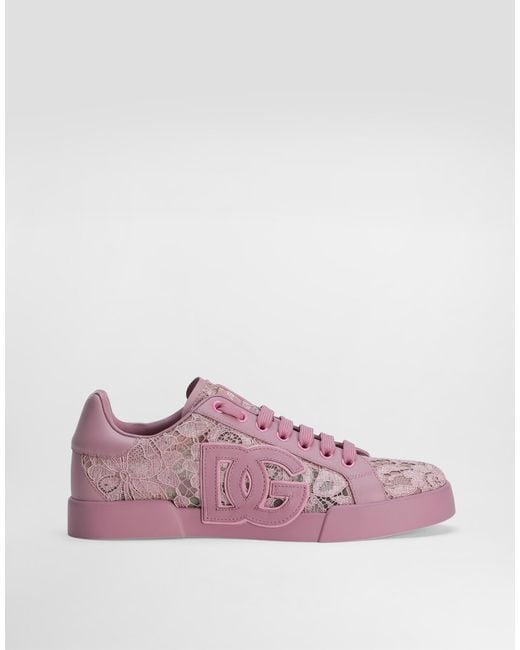 Dolce Gabbana Women's Pink Portofino Light Strobel Sneakers