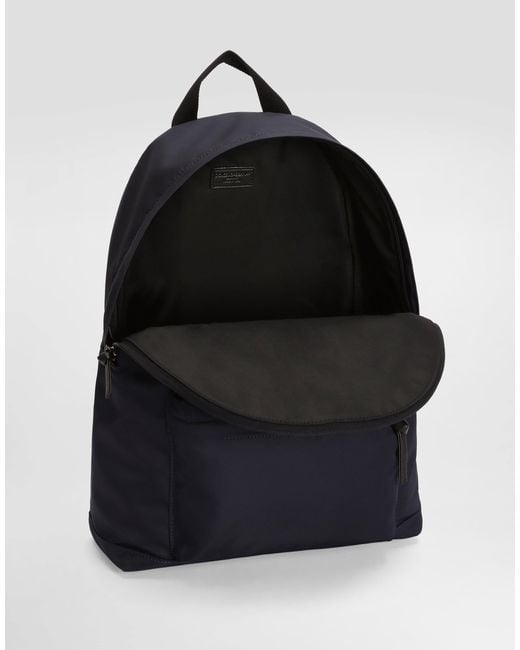 Dolce & Gabbana Blue Nylon Backpack With Logo for men