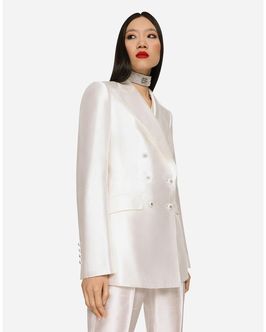 Dolce & Gabbana White Double-Breasted Blazer