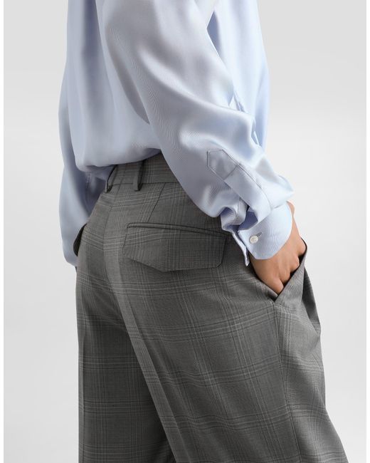Dolce & Gabbana Gray Glen Plaid Virgin Wool Trousers for men