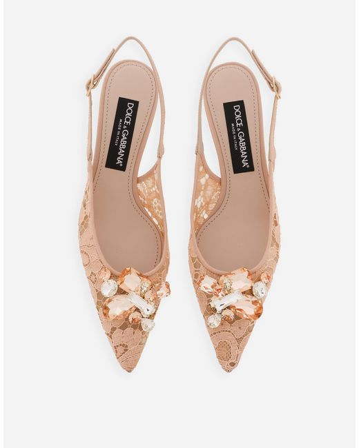 Dolce & Gabbana Natural Lace Slingbacks