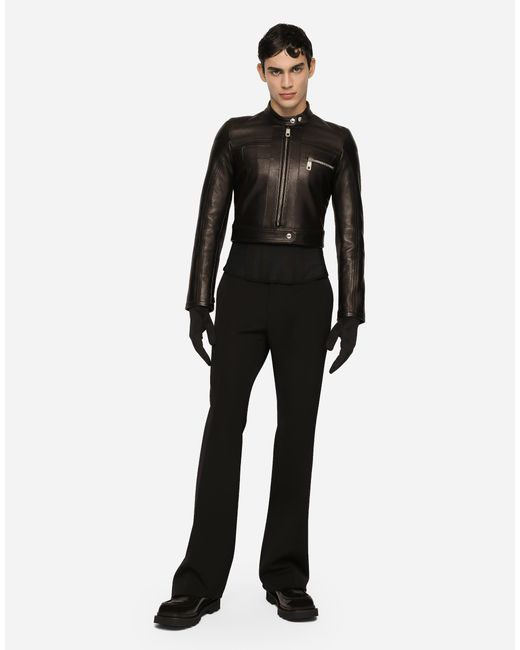 Dolce & Gabbana Black Nappa Leather Biker Jacket for men