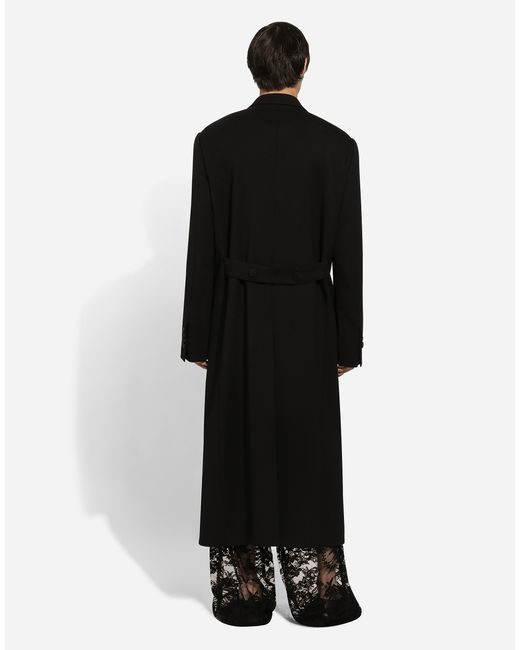 Dolce & Gabbana Black Single-Breasted Double-Face Stretch Wool Coat for men